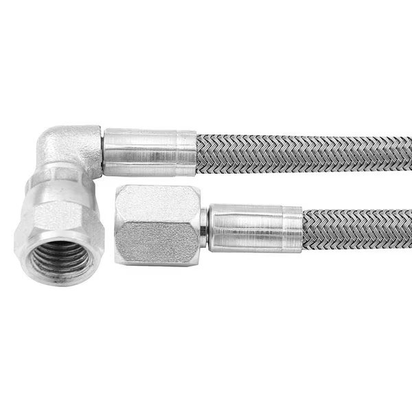 24 in. -4 AN No. 4 90 deg Straight Braided Brake Line, Allstar, Mfr#: ALL46402-24