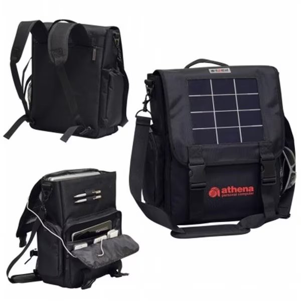 Preferred Nation  P5283 BLK Solar Messenger & Backpack - Black, Preferred Nation, Mfr#: P5283 BLK