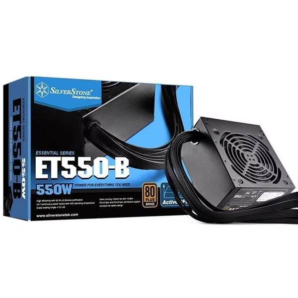 Silverstone ET550-B Technology 550 Watt 80 Plus Bronze Atx Psu With Flat Black Cables Et550-B Power Supply, Silverstone, Mfr#: ET550-B