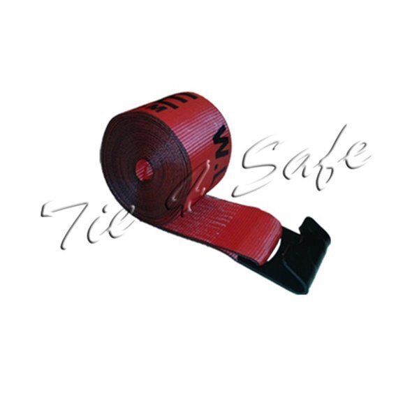 4 in. x 30 ft. Winch Straps with Black Flat Hook, Red - 2 Piece, Tie 4 Safe, Mfr#: TI565118