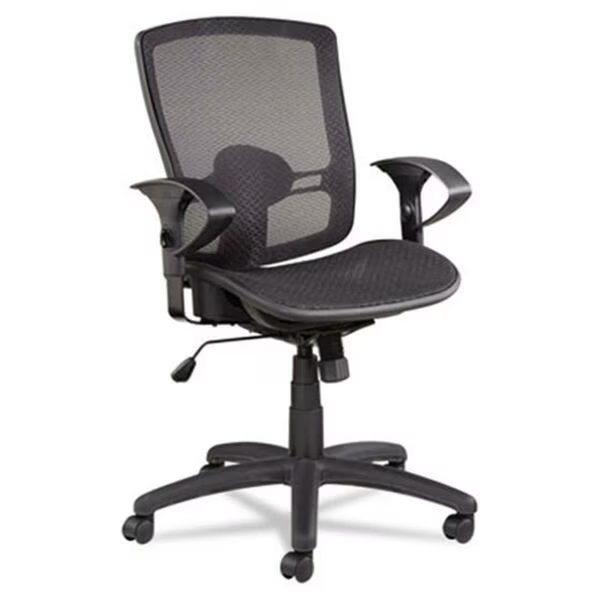 Etros Series Suspension Mesh Mid-Back Synchro Tilt Chair- Mesh Back-Seat- Black, Alera Technologies, Mfr#: ET4218
