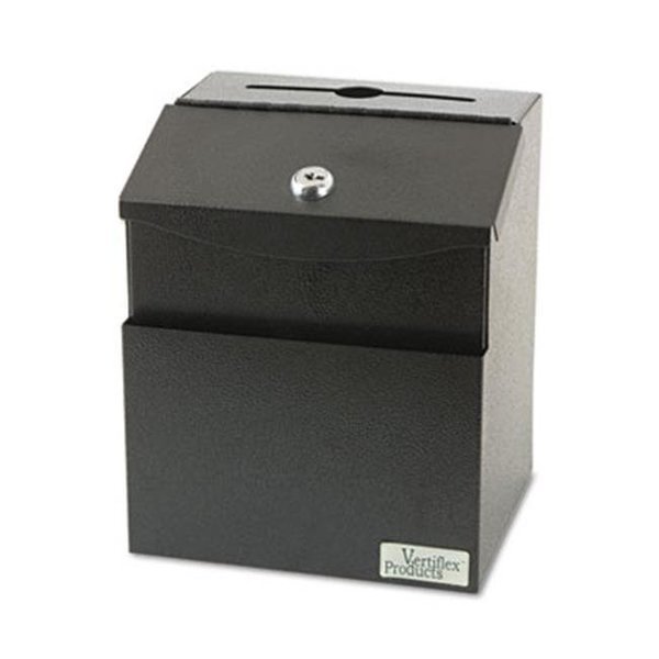 Vertiflex 50085 Steel Suggestion Box w/Locking Top- 7W X 6D X 8-1/2H- Black, Vertiflex, Mfr#: 50085