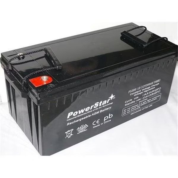PowerStar PS200-12-8 12v 200ah Solar Power Battery; Deep Cycle; 2 Year Warranty; 4D Size, Powerstar, Mfr#: PS200-12-8