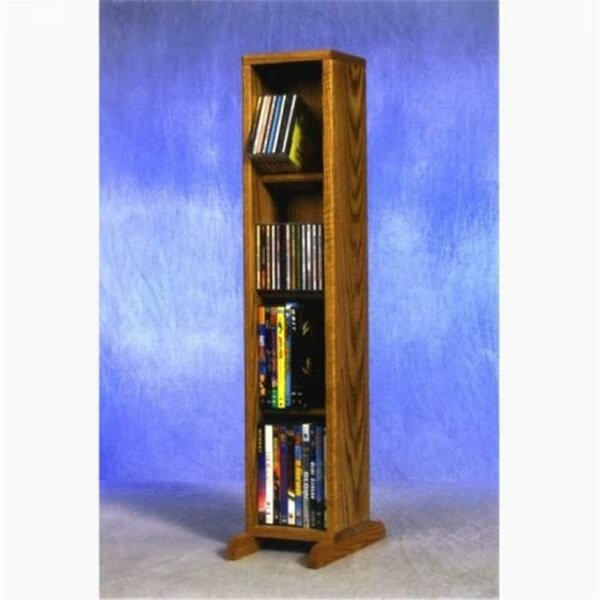 Solid Oak 4 Row Dowel CD-DVD Cabinet Tower, Wood Shed, Mfr#: 415 Combo