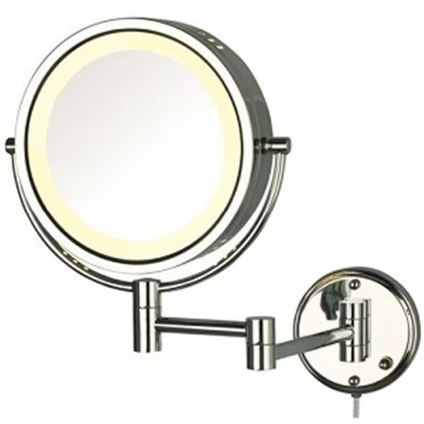 8.5 in., 8x-1x Halo Lighted Wall Mount Mirror, Extends 13.5 in., Chrome, Rickis Rugs, Mfr#: RI53824