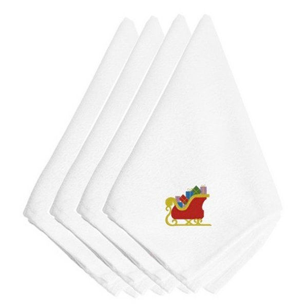 Christmas Santas Sleigh Embroidered Napkins, Set of 4, 4PK, Carolines Treasures, Mfr#: EMBT2425NPKE