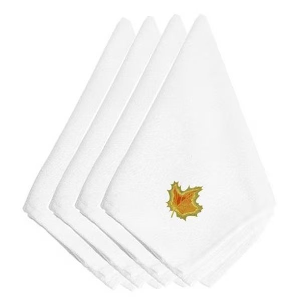 Carolines Treasures EMBT3445NPKE Fall Single Maple Leaf Embroidered Napkins; Set of 4, Carolines Treasures, Mfr#: EMBT3445NPKE