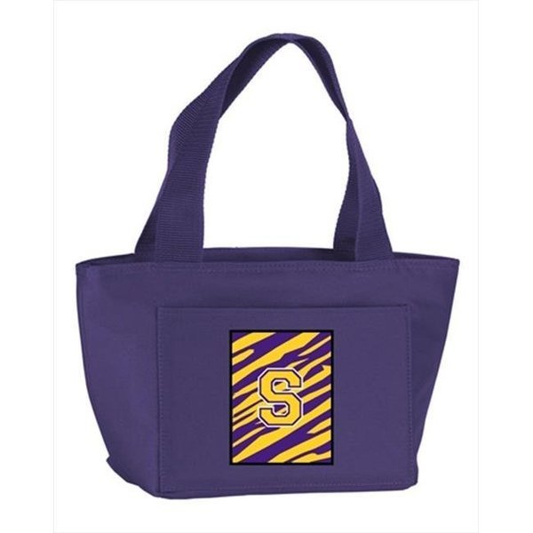 Carolines Treasures CJ1022-S-PR-8808 Monogram Letter S - Tiger Stripe; Purple Insulated Cooler Lunch Bag, Carolines Treasures, Mfr#: CJ1022-S-PR-8808
