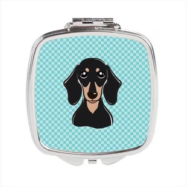 Carolines Treasures BB1153SCM Checkerboard Blue Smooth Black And Tan Dachshund Compact Mirror; 2.75 x 3 x .3 In., Carolines Treasures, Mfr#: BB1153SCM