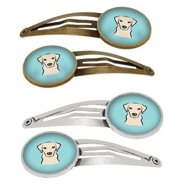 Checkerboard Blue Yellow Labrador Barrettes Hair Clips, Set of 4, 4PK, Carolines Treasures, Mfr#: BB1160HCS4