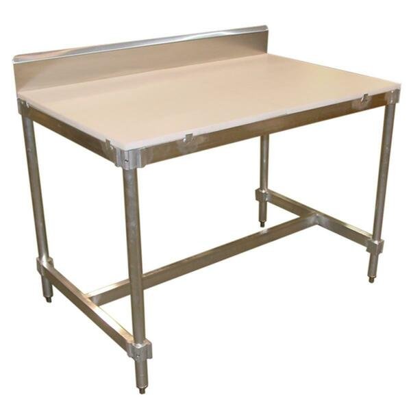 Poly Top Aluminum I-Frame Table With Stainless Backsplash- 34 To 35.5 X 30 X 24 In., Prairie View Industries, Mfr#: AIFT303424-PTBS