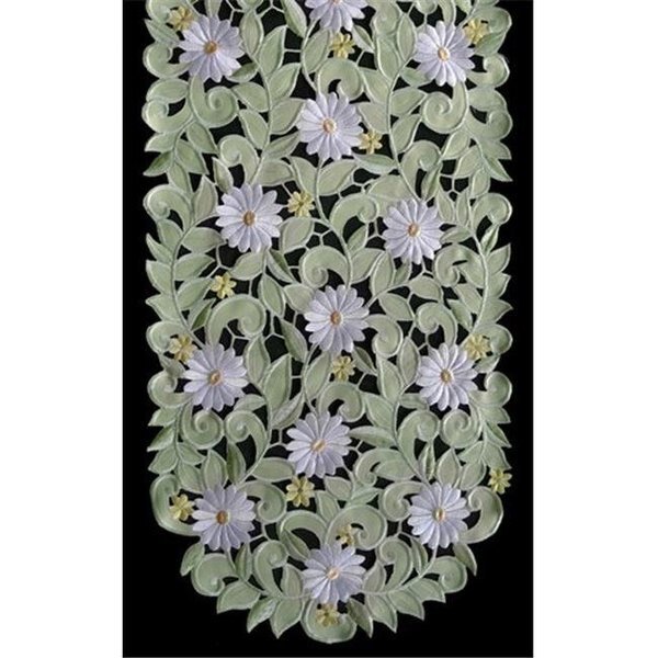 Sinobrite H7667-G Green Daisy Oval Runner; 16 x 54 in., Sinobrite, Mfr#: H7667/G(16x54)