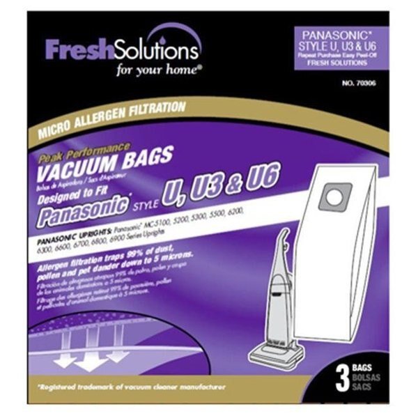 Elco Laboratories 70306 Panasonic U Style Vacuum Bag; 3 Pack, Elco Laboratories, Mfr#: 171442