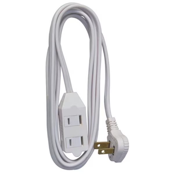 Master Electrician 09417ME 7 ft. White Vinyl Low Profile Cube Tap Extension Cord, Master Electronics, Mfr#: 327125