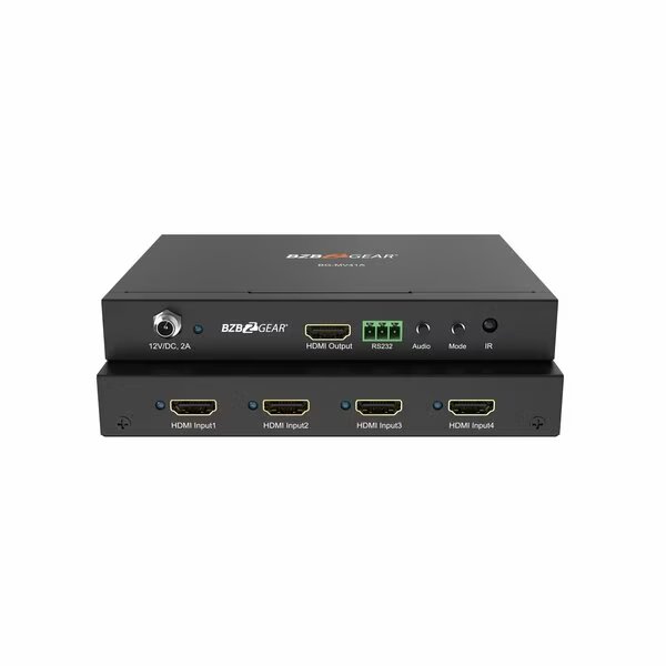 4x1 1080P FHD HMDI Switcher Scaler and MultiViewer with IR/RS232, Bzbgear, Mfr#: BG-MV41A