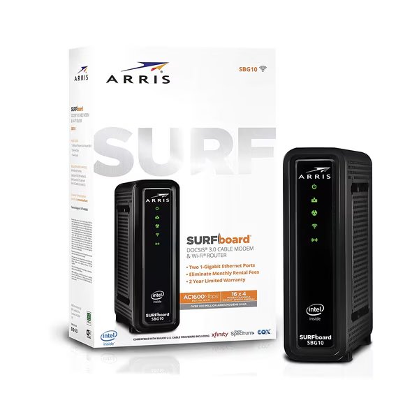 SURFboard SBG10 DOCSIS 3.0 Cable Modem & AC Wi-Fi Router, Arris, Mfr#: 1000884