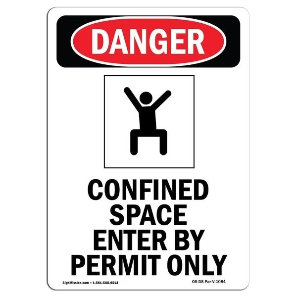 OSHA, Confined Space Enter, 24in X 18in Rigid Plastic, 18
