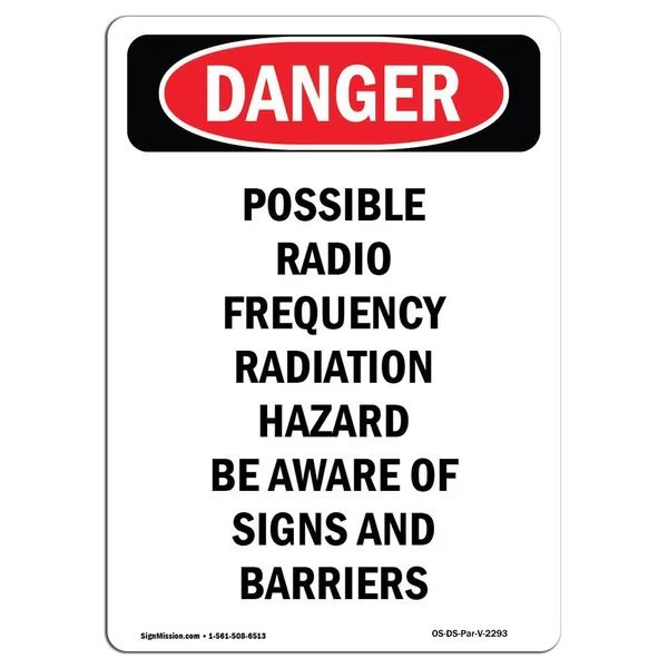 OSHA Danger, Possible Radio Frequency Radiation, 18in X 12in Rigid Plastic, 12