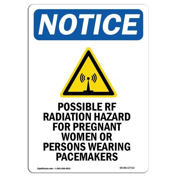 OSHA Notice Sign, Possible RF Radiation With Symbol, 18in X 12in Decal, 12
