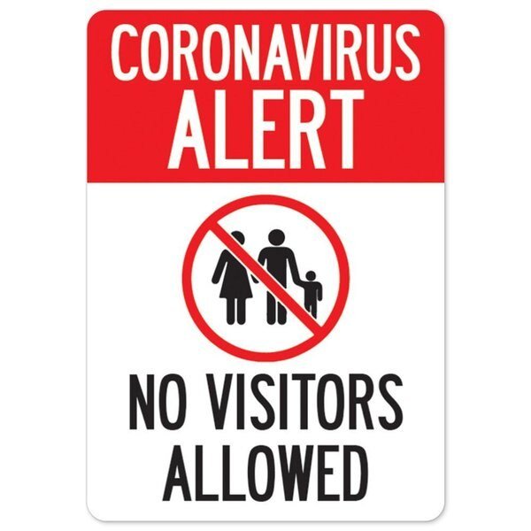 Public Safety, Coronavirus Alert No Visitors Allowed, 5in X 3.5in Decal, 10PK, OS-NS-D-35--10PK25552, Signmission, Mfr#: OS-NS-D-35--10PK25552