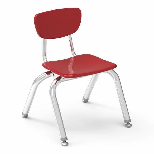 3000 Series 12" Classroom Chair, Preschool - 1st Grade with Nylon Glides - Red Seat, Virco, Mfr#: 3012