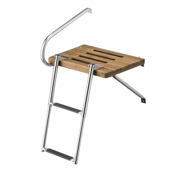 Teak Swim Platform with 2-Step Telescoping Ladder, Whitecap Teak, Mfr#: 68900
