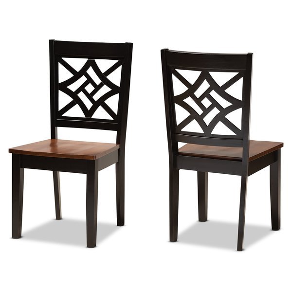 Nicolette Modern Two-Tone Dark Brown and Walnut Brown Finished Wood 2-PC Dining Chair Set, Baxton Studio, Mfr#: 179-11389-Zoro