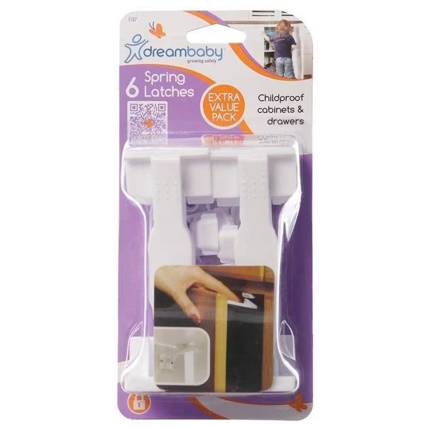 Spring Latch, Plastic, White, Dreambaby, Mfr#: L187