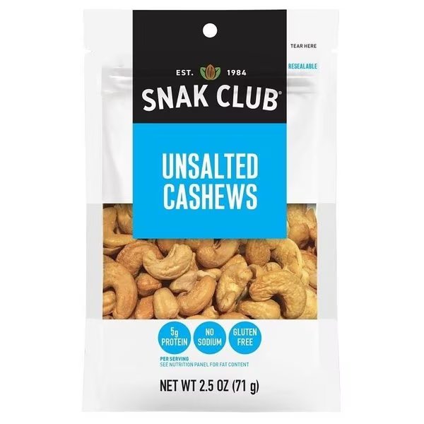 Unsalted Cashew, 25 oz, Snak Club, Mfr#: 700542