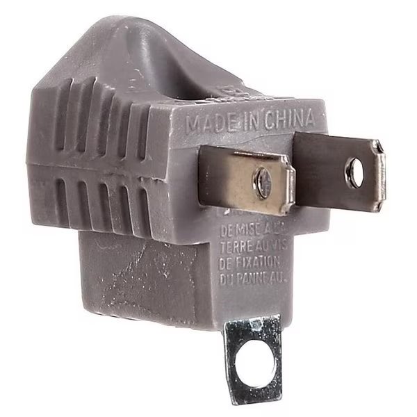 Outlet Adapter with Grounding Lug, 2 Pole, 15 A, 125 V, 1 Outlet, Gray, Eaton Wiring Devices, Mfr#: 419GY