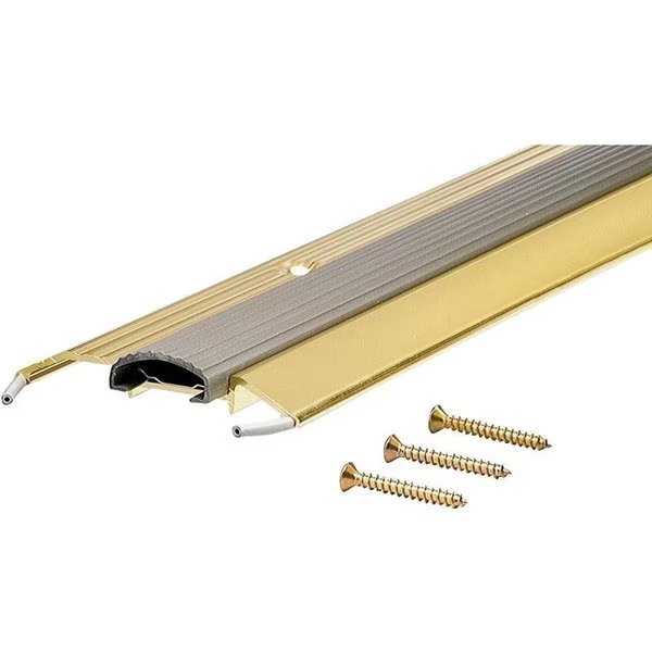 0 Low Threshold, 36 in L, 334 in W, Aluminum, Brite Gold, M-D, Mfr#: 9043
