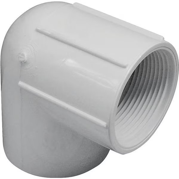 LASCO Pipe Elbow, 114 in, Slip x FPT, 90 deg Angle, PVC, White, SCH 40 Schedule, Genova, Mfr#: 407012BC