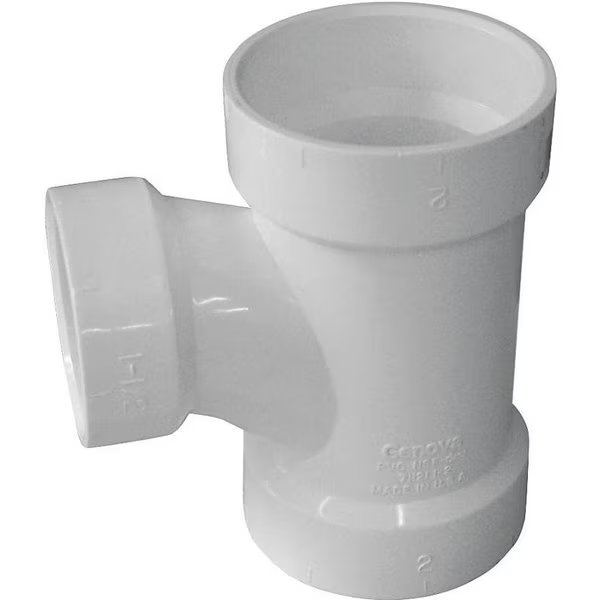 CANPLAS Sanitary Pipe Tee, 2 x 112 x 112 in, Hub, PVC, White, Genova, Mfr#: 192128L