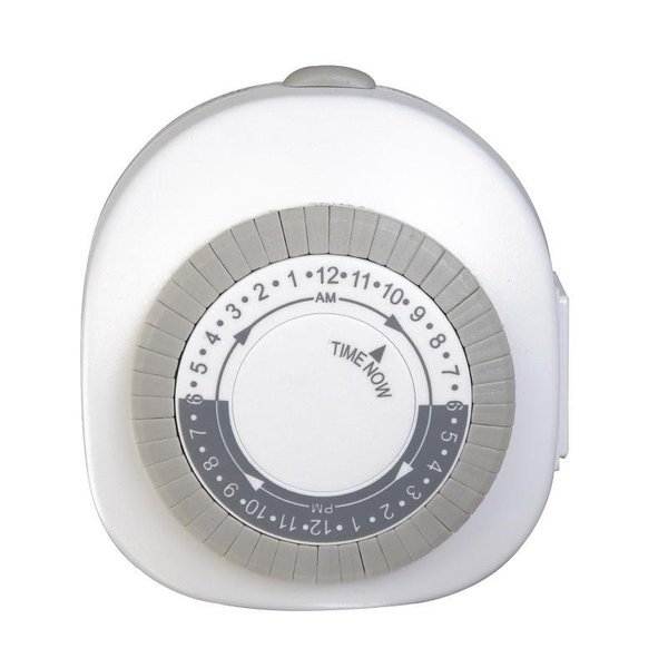 Mechanical Daily Timer, 15 A, 24 Cycles, OnOff Switch, 30 min Time Setting, PlugIn Mounting, Westek, Mfr#: TM1601DHB