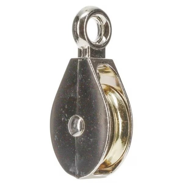 Pulley, 1532 in Rope, 125 lb Working Load, 1532 in L x 11516 in H Sheave, Nickel, National Hardware, Mfr#: N100-335