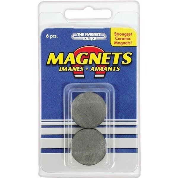 0 Magnetic Disc, 1 in Dia, Charcoal Gray, Magnet Source, Mfr#: 7004