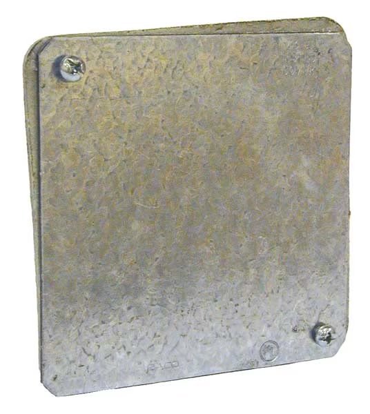 Electrical Box Cover, Square Box Type, 1 Gang(s), Square, Galvanized Steel, Blank Cover, Raco, Mfr#: 762