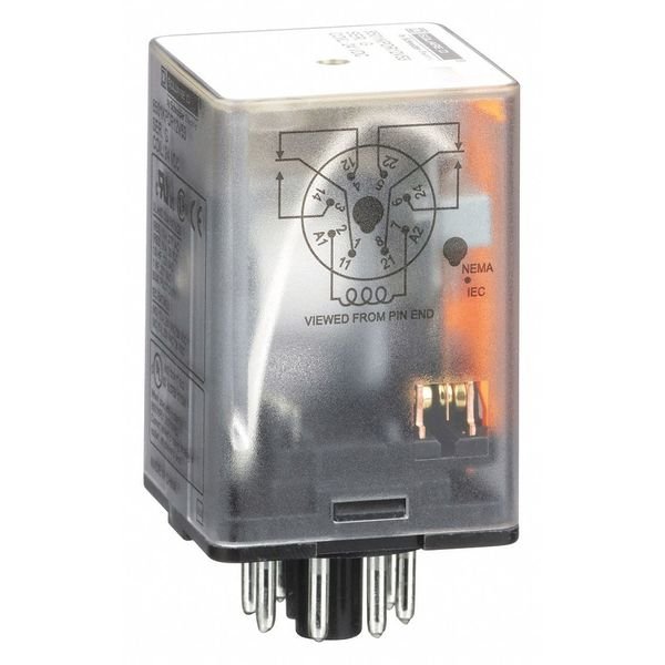 General Purpose Relay, 24V DC Coil Volts, Octal, 8 Pin, DPDT, Schneider Electric, Mfr#: 8501KPDR12V53