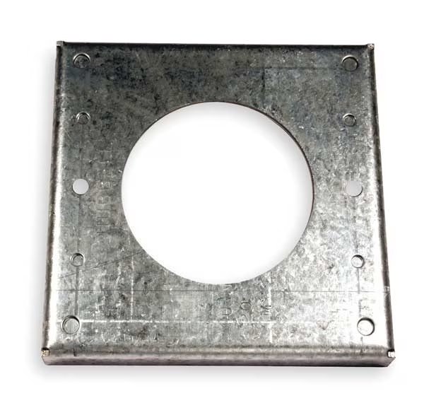 Electrical Box Cover, Square Box Type, 1 Gang(s), Square, Galvanized Steel, Single Receptacle Cover, Hubbell Wiring Device-Kellems, Mfr#: HBL50SC