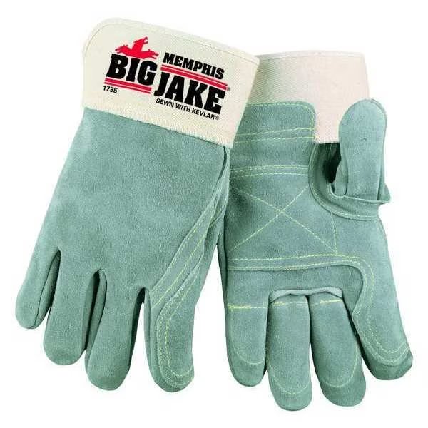 Leather Gloves, Safety Cuff, M, Gray, PR, Mcr Safety, Mfr#: 1735M