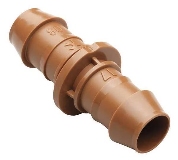 Coupling, 1/2 In. Tubing, Brn, Plastic, PK4, Rain Bird, Mfr#: BC50-4PS2