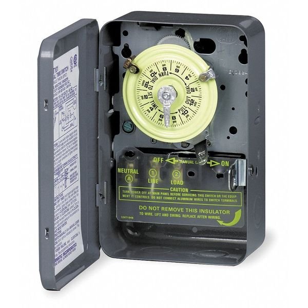 Electromechanical Timer, 24 Hour, Dpst, Intermatic, Mfr#: T103P