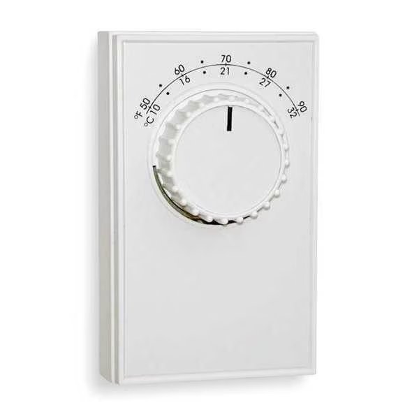 Line Volt Mechanical Tstat, Analog, Open/Close on Rise, wall, SPDT, White, Columbus Electric, Mfr#: ETD9STGS