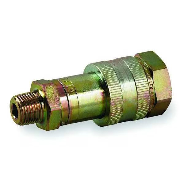 Hydraulic Quick Connect Hose Coupling, Steel Body, Thread-to-Connect Lock, 3/8"-18 Thread Size, Safeway Hydraulics, Mfr#: S30-3P