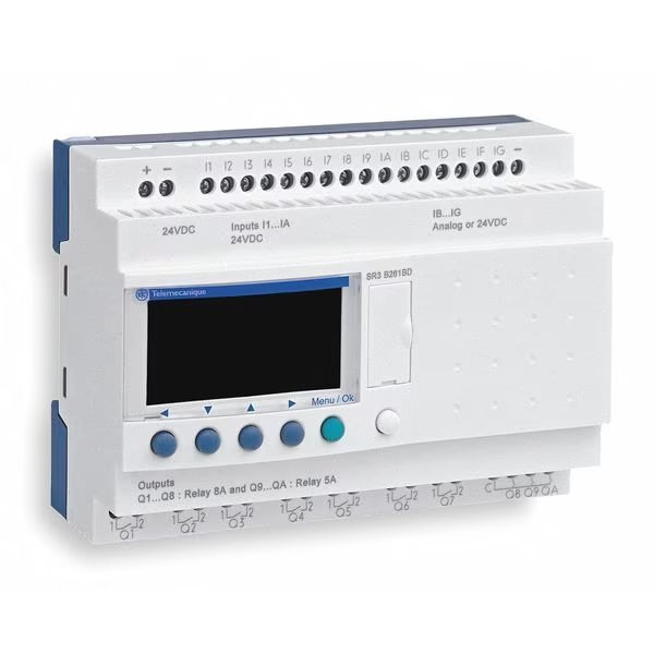 Logic Relay, 100-240VAC, With Display, Schneider Electric, Mfr#: SR3B261FU