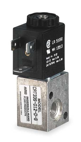 Solenoid Air Control Valve, 1/8 In, 120VAC, Aro, Mfr#: CAT33S-120-A