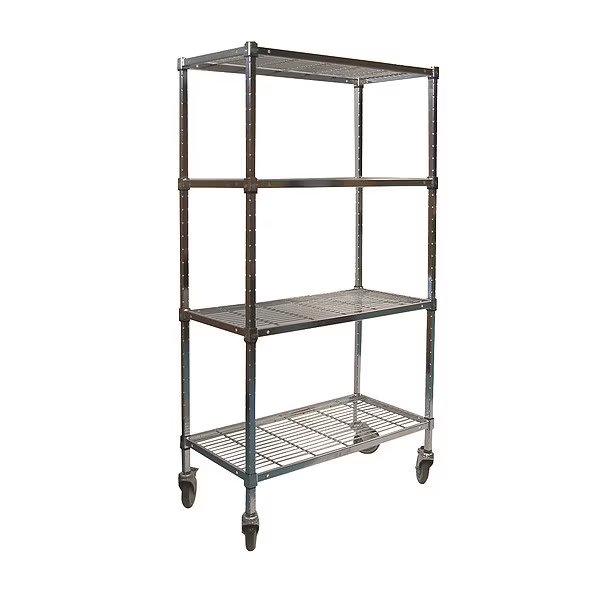Wire Cart, 4 Shelf, 48x24x70, Zinc, EnjoyTool Select, Mfr#: 2HDH3