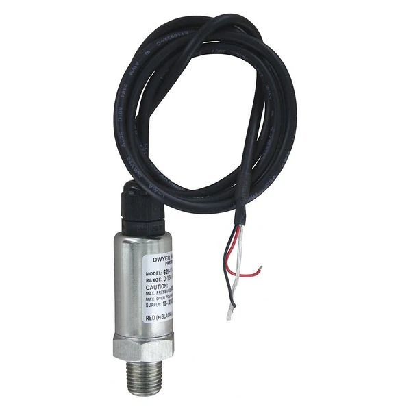Transmitter, 0 to 50 PSI, 36 In Lead, Dwyer Instruments, Mfr#: 628-09-GH-P1-E1-S1