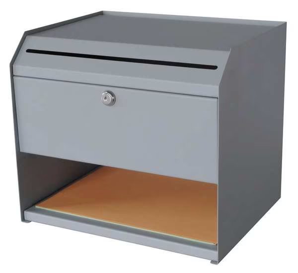 Collection Box, Steel, Gray, 10