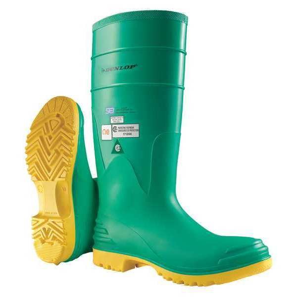 Size 7 Men's Steel Rubber Boot, Green, Dunlop, Mfr#: 8701200